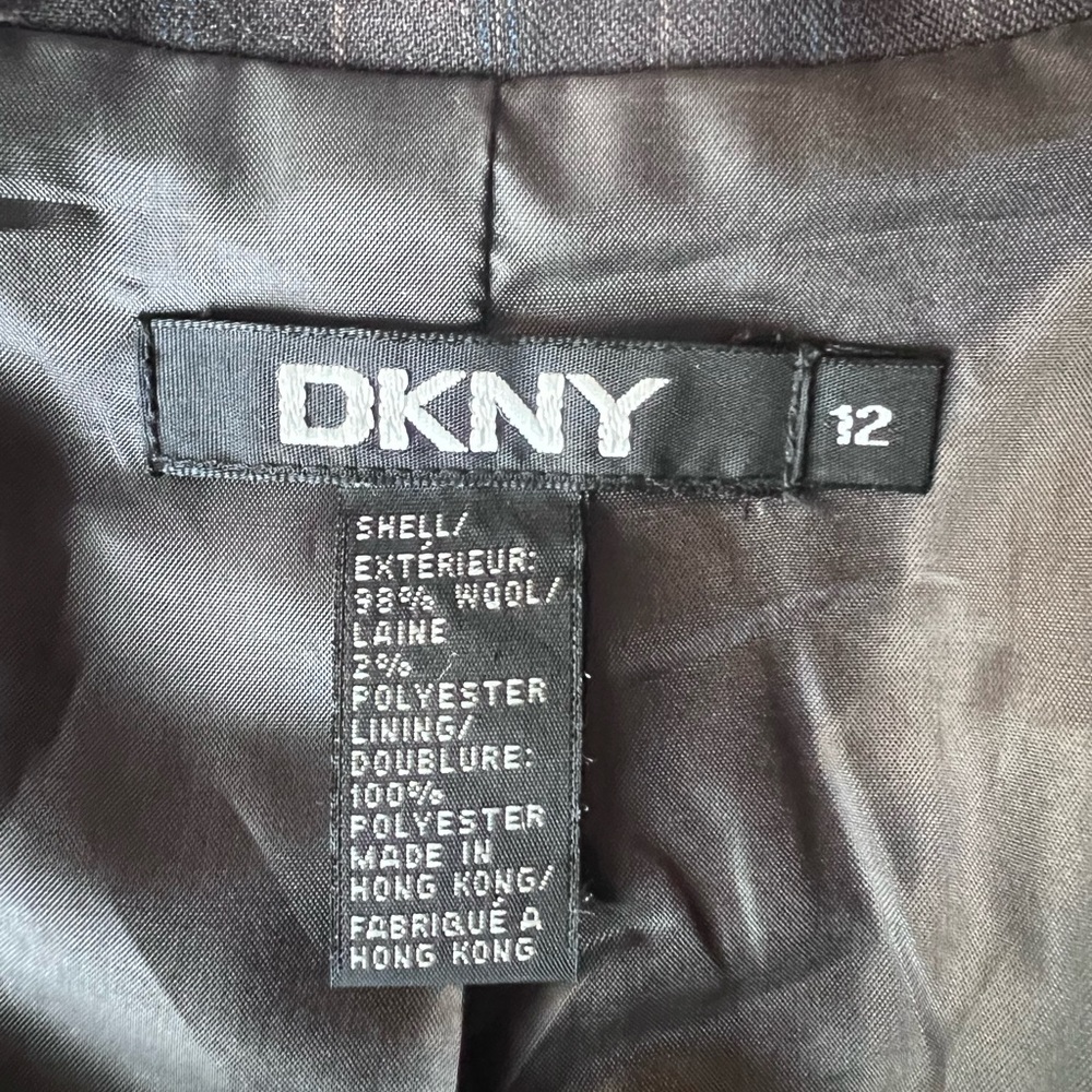 DKNY Dark Gray Pinstripe Blazer Size 12 - Picture 6 of 6